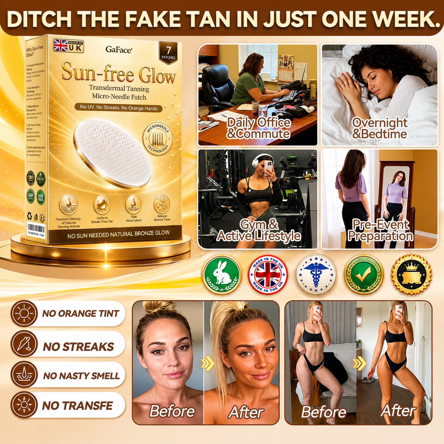 ✨👍𝗚𝗮𝗳𝗮𝗰𝗲® Sunless Natural Glow Transdermal Tanning Micro-Needle Patch