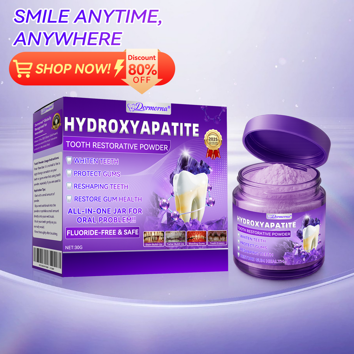 🏍️😁New Year Special: 80% OFF🎉 Dormorna® Hydroxyapatite Tooth Restorative Powder 🦷