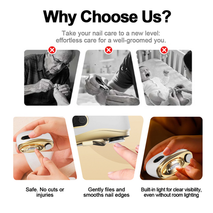 💥LAST DAY SALE 50% OFF💥 2-in-1 Electric Nail Clipper & Polisher 🏆 Universal automatic nail file for adults and children👶