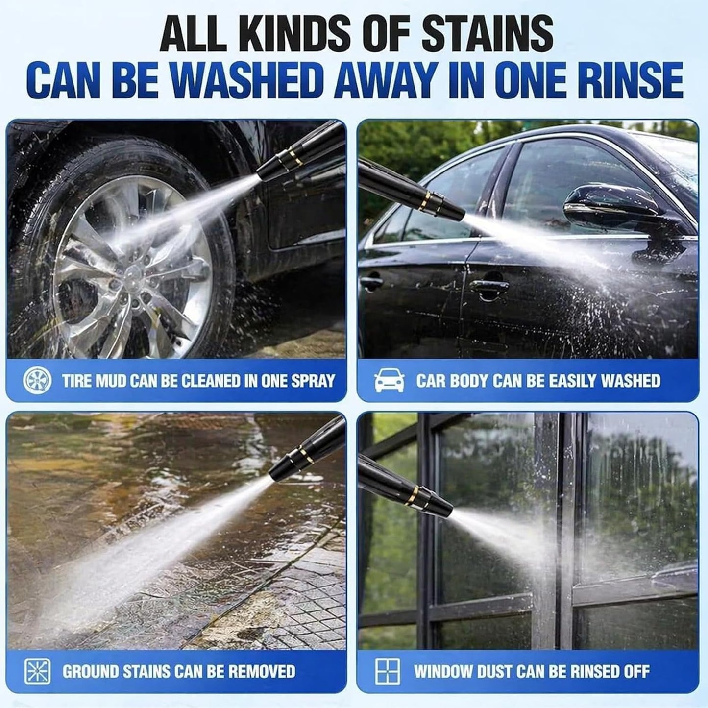 🔥2026 Upgrade Heavy Duty High Pressure Hose Nozzle, Adjustable Booster Home High Pressure Car Wash Water Gun with Booster Nozzle